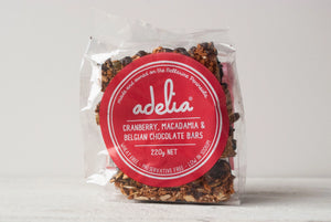 Adelia Fine Foods- GRANOLA BARS- CRANBERRY, MACADAMIA & BELGIAN CHOCOLATE 4 Pkt