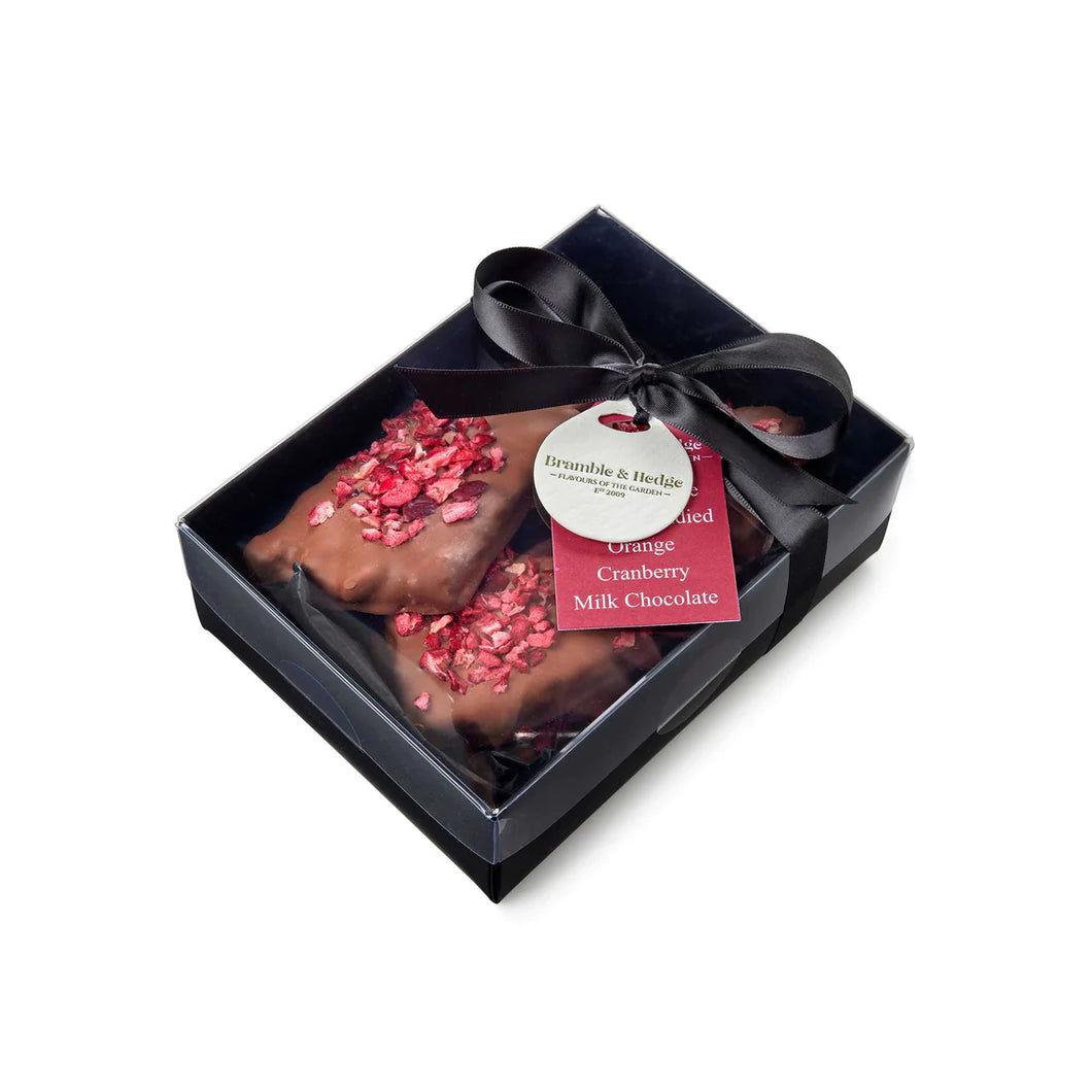 Bramble & Hedge- FRENCH CANDIED ORANGE & CRANBERRY PEANUT BRITTLE WITH MILK CHOCOLATE- 350g