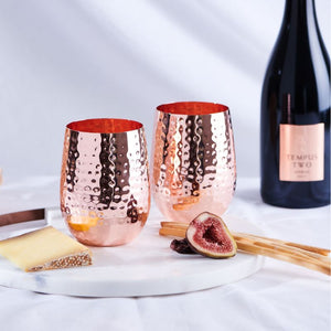 CLINQ- STEMLESS COPPER HAMMERED GLASSES