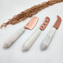 Load image into Gallery viewer, CLINQ- COPPER &amp; MARBLE CHEESE KNIFE SET
