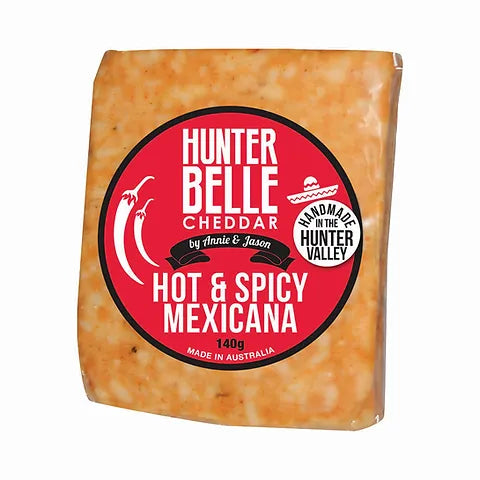 Hunter Belle Dairy Co.- HOT & SPICY MEXICANA CHEDDAR 140gm (local pick up & delivery only)
