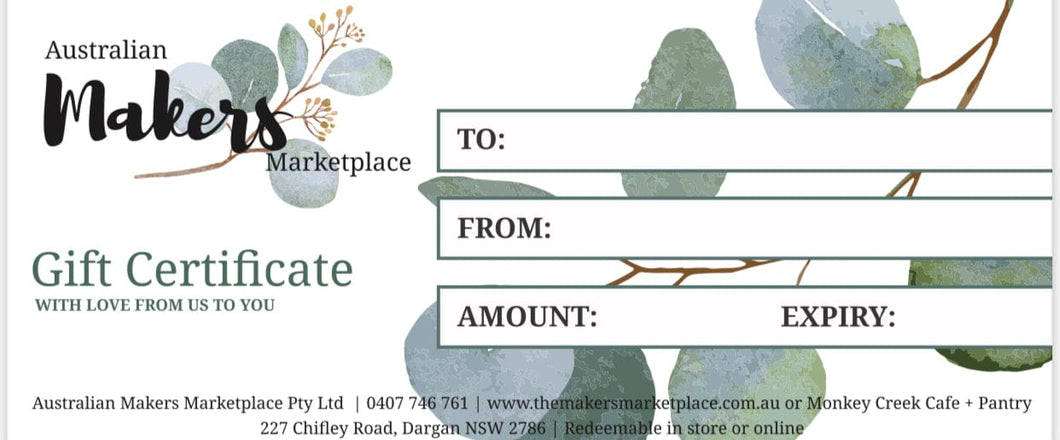 The Makers Marketplace Gift Certificate