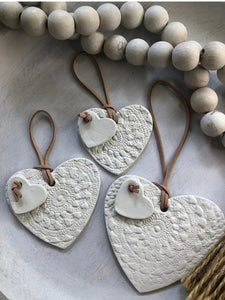 Home Marketplace- TWO HEARTS- HANGING HEARTS- LACE/PLAIN