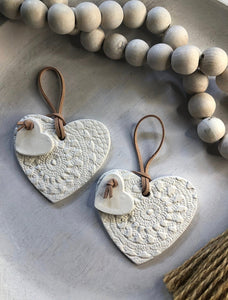 Home Marketplace- TWO HEARTS- HANGING HEARTS- LACE/PLAIN