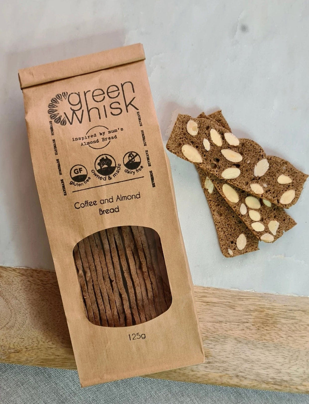 Green Whisk- Coffee and Almond, Almond Bread
