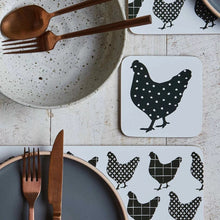 Load image into Gallery viewer, MY HYGGE HOME- COASTERS- CHARMING CHOOKS SET 4
